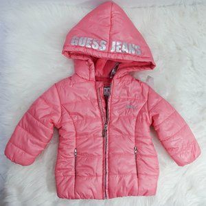 🛍Guess. girls pink full zip puffer. 12 months